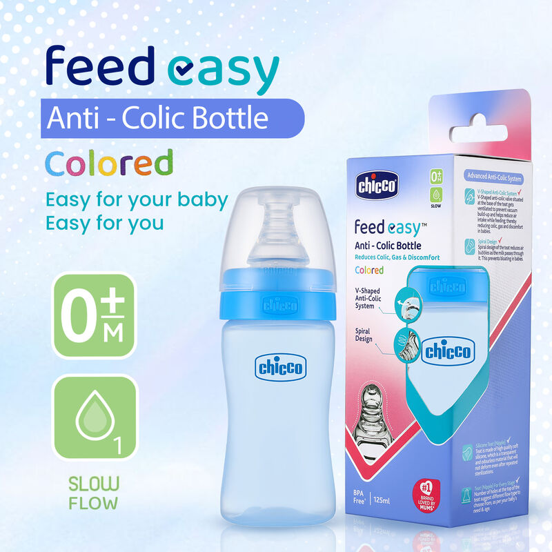 Feed Easy Blue Colored Narrow Neck Feeding Bottle (125ml) image number 1